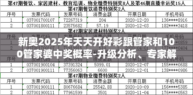 新奥2025年天天开好彩跟管家和100管家婆中奖概率-升级分析、专家解读解释与落实,谨防华而不实包装